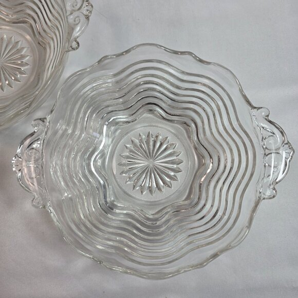 TWO Vintage Anchor Hocking Duncan Miller Caribbean Double Handle Wave Bowls - Picture 3 of 16